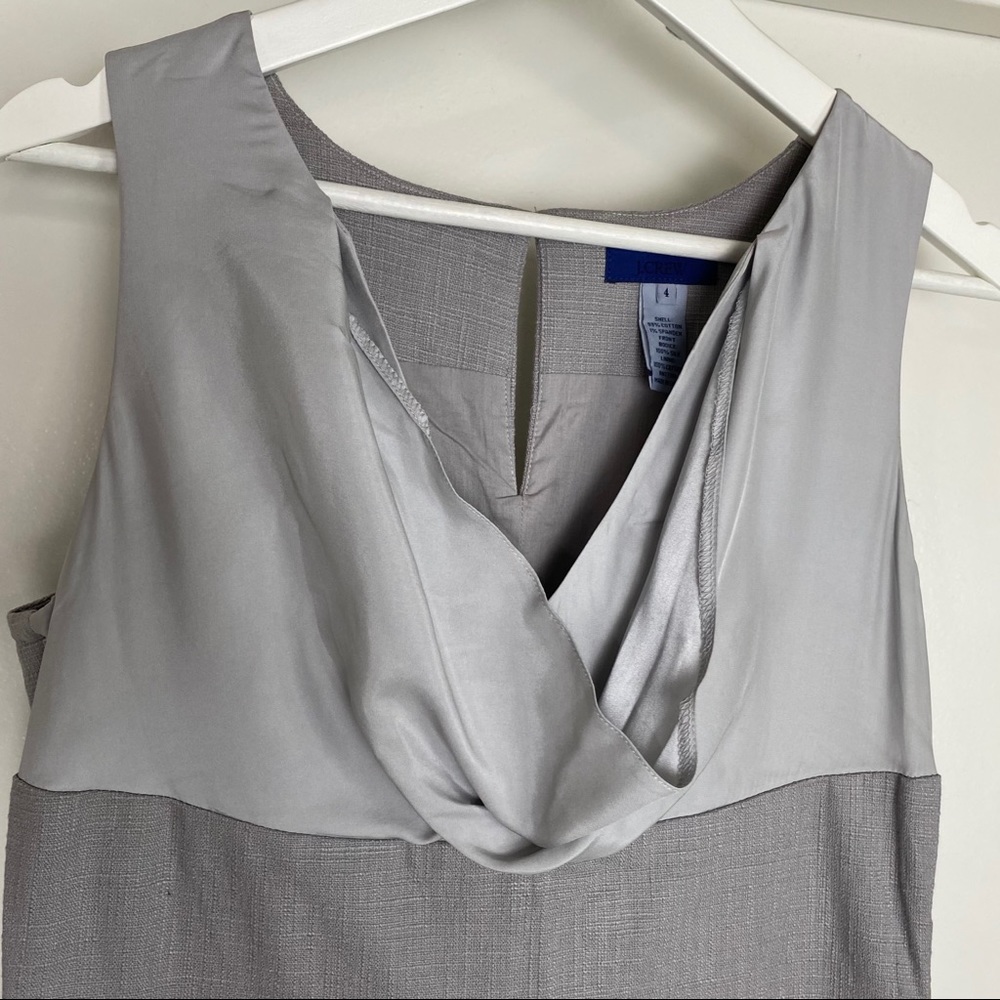 J.Crew Silk/Cotton Cowl Neck Sheath Dress Grey 4 - Picture 2 of 7